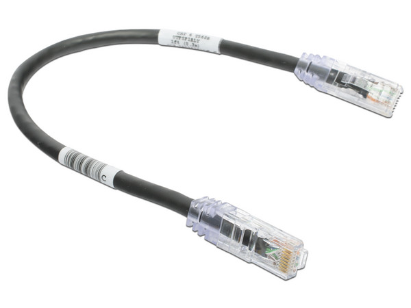 Cable de Parcheo PANDUIT UTPSP1BLY, TX6, UTP Cat6, 24 AWG, CM/LSZH, Color Negro, 1ft.