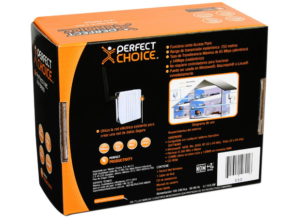 Perfect Choice Perfect Net Wireless crea una red LAN y transmite Internet a través de una red eléctrica