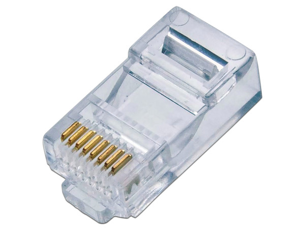 Bote con 100 conectores RJ45 para cable Cat5/5e.