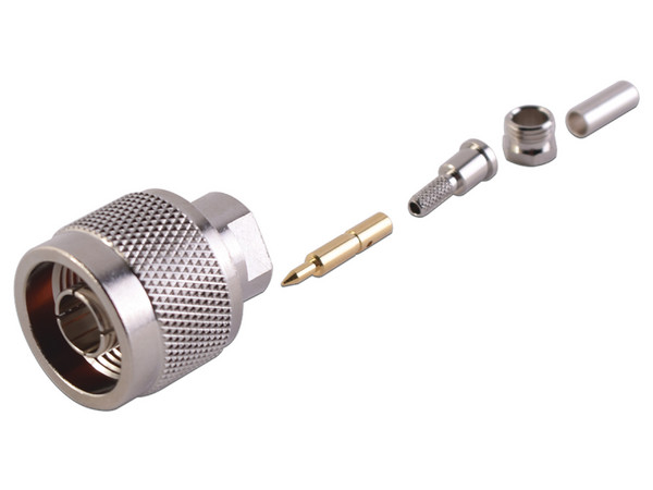 Conector N Macho RF Industries RFN-1005-B-03 de anillo plegable para cable RG-174/U, BELDEN 8216.