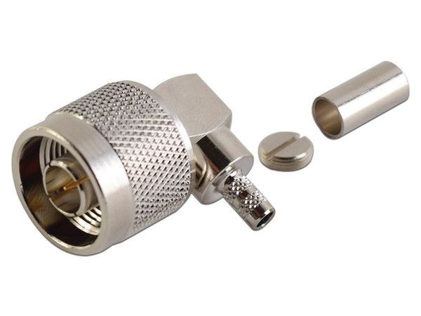 Conector N Macho RF Industries en A/R de Anillo Plegable, para cables RG-58/U, RG-142/U, Níquel/ Oro/ Teflón.
