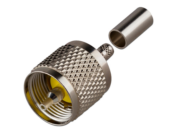 Conector RF Industries RFU-505, UHF Macho (PL-259) de Anillo Plegable para Cables RG-58/U, RG-142/U.