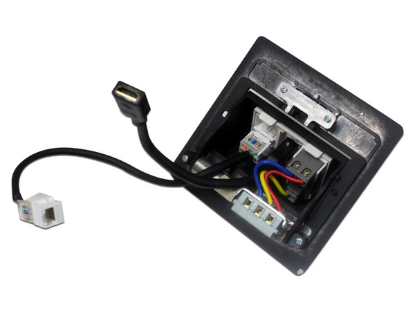 Panel de conectores multicontactos Redleaf PT138 para escritorio.