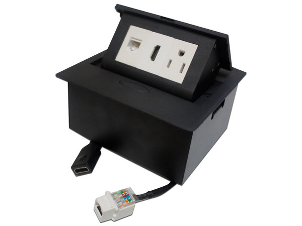 Panel de conectores multicontactos Redleaf PT138 para escritorio.