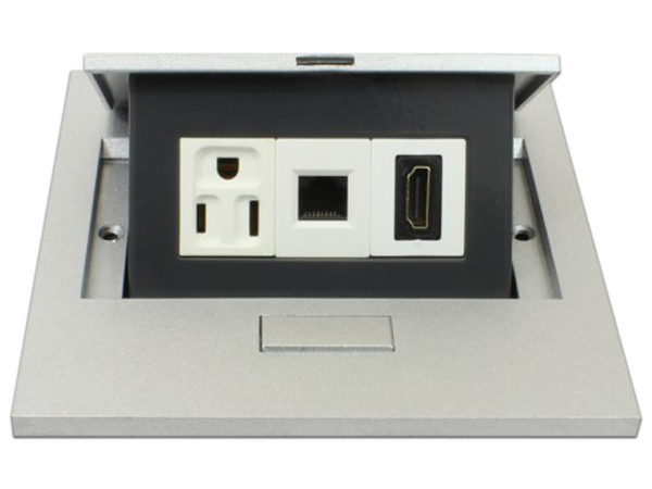 Panel de conectores multicontactos Redleaf PT138 para escritorio.