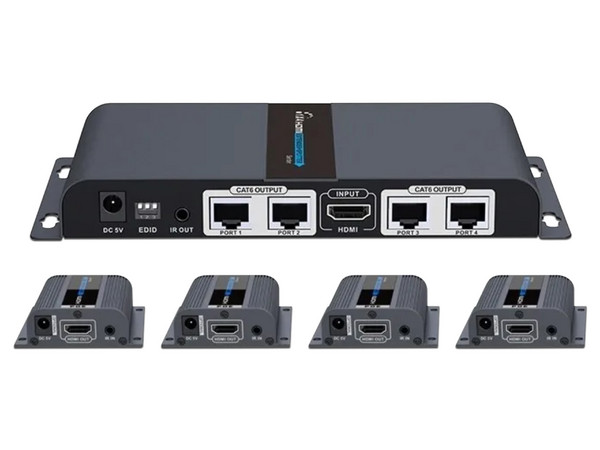 Extensor de vídeo HDMI Saxxon para 4 Pantallas a través de Cat6.