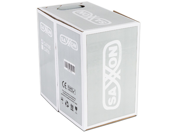 Bobina de Cable Cat5e (UTP) Saxxon Caja con 100m, CCA. Color Gris.