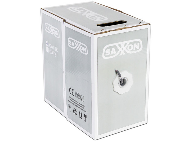 Bobina de Cable Cat5e (UTP) Saxxon Caja con 100m, CCA. Color Gris.