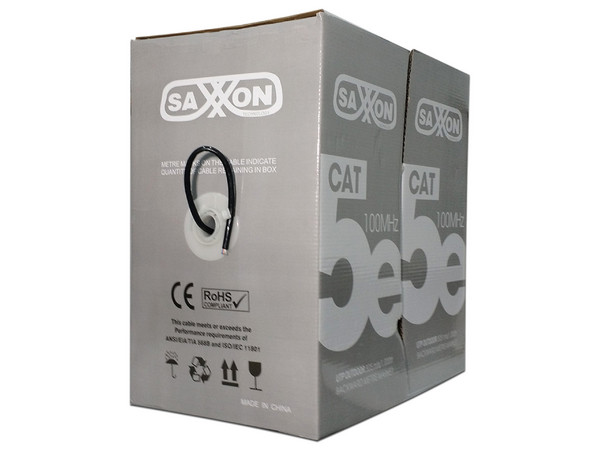Bobina de cable UTP para exterior Saxxon Cat.5e, 305m. Color negro.