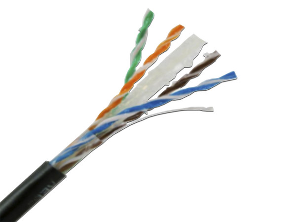 Bobina de Cable Saxxon Cat6 (UTP), 305 m, 23 AWG, Cobre con Gel,  para uso Exterior. Color Negro.