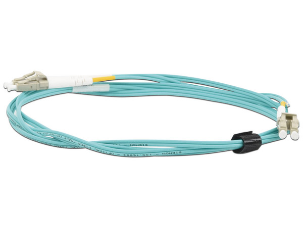 Jumper de Fibra Óptica Siemon Multimodo 50/125 XGLO OM4, LC-LC Duplex, OFNR, Color Aqua, 3 Metros.