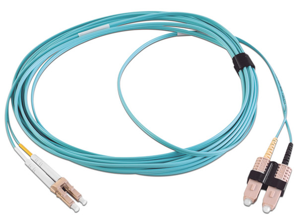 Jumper de Fibra Óptica Multimodo Siemon FJ2-LCSC5L-05AQ de 5m, Conector LC-SC, Dúplex, Color Azul.