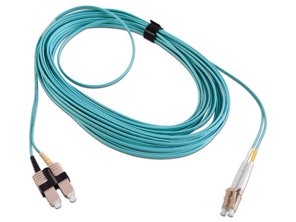 Jumper de Fibra Óptica Multimodo Siemon FJ2-LCSC5L-10AQ de 10m, Conector LC-SC, Dúplex, Color Azul.