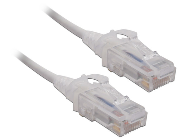Cable de red SIEMON MC6-03-0228, Patch Cord MC6 Modular Cat6 UTP, CM/LS0H, 3ft, Color Blanco, Diámetro Reducido (28AWG).