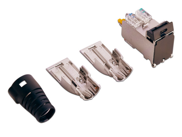 Jack Siemon TERA Cat7A, con puerta protectora, para aplicaciones de servicios compartidos, Color Negro.