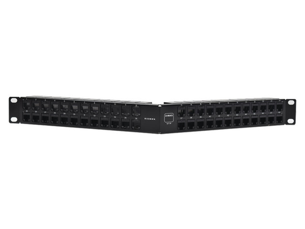 Panel de Parcheo UTP Siemon Z-PNLA-U48E Modular de 48 Puertos, Diseño angulado, 1UR. Color Negro