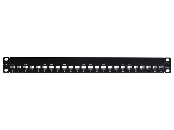 Panel de parcheo Siemon Z6-PNL-24K de 24 puertos, CAT6, 1U. Color Negro.
