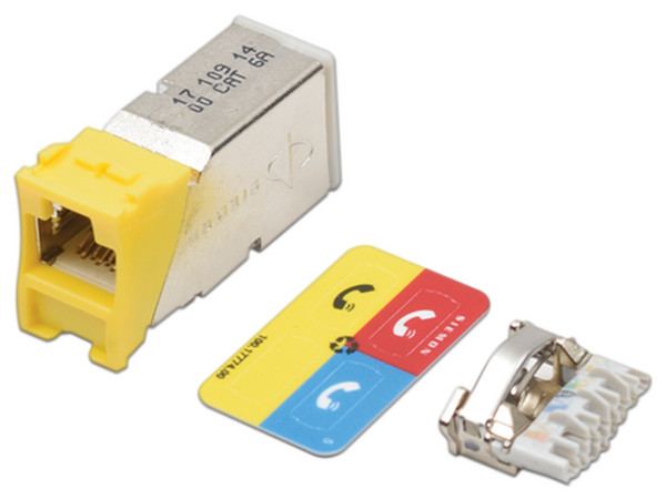 Modulo Jack Z-Max SIEMON Z6A-S05 con Montaje híbrido en placa de pared, RJ-45 Cat6A. Color Amarillo
