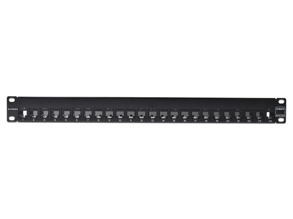 Panel de Parcheo UTP Z-MAX Simeon ZS-PNL-24E de 24 Puertos, Diseño Plano, 1UR. Color Negro