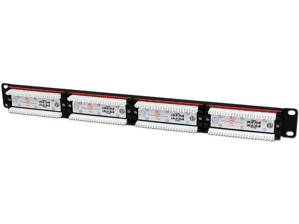 Panel de Parcheo 1U Cat6 110 con 24 Puertos para Montaje en Rack.