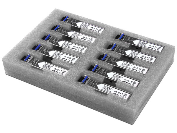 Paquete de 10 SFPs Gigabit de Fibra, Módulo Transceiver compatible Cisco GLC-LH-SMD, Mini GBIC LC Multi/Monomodo 10km/550m.