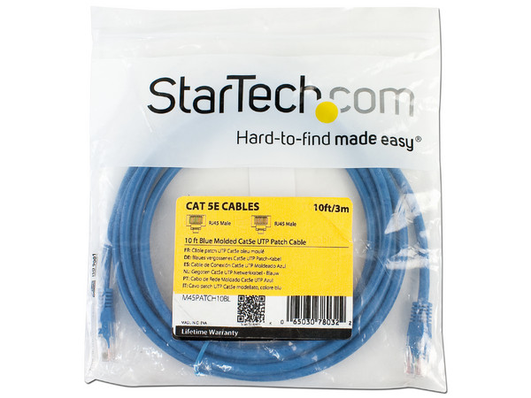 Cable de Red StarTech, Cat5e, UTP RJ-45 (M-M), 3m, Azul.