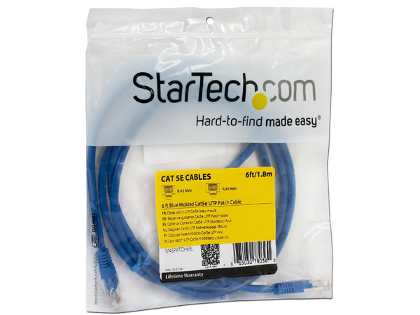 Cable Patch StarTech Cat5e UTP, RJ45, 1.8m. Color Azul.
