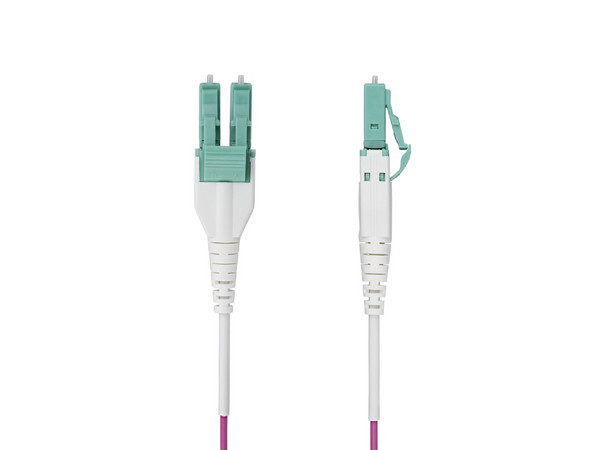 Cable de Fibra Optica OM4 LC a LC UPC 1m Multimodo Uniboot OFNR 50/125 Violeta.
