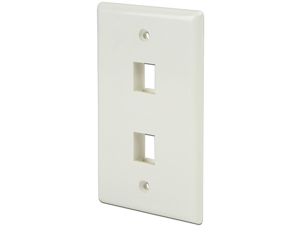 Placa de pared de 2 salidas RJ45, Color Blanco.