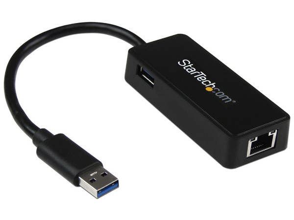 Adaptador Tarjeta de Red NIC Externa USB 3.0 de 1 Puerto Gigabit Ethernet RJ45 y Puerto USB - Negro