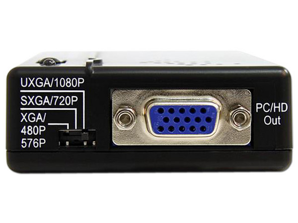 Adaptador Convertidor de S-Video - Video Compuesto y por componentes RCA a VGA.