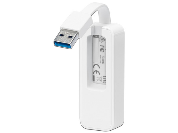 Adaptador de Red USB 3.0 TP-Link UE300, USB Tipo A a RJ-45 (M-H). Color Blanco.