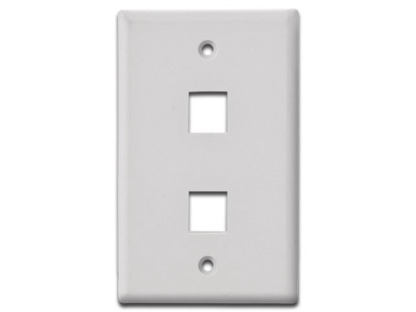 Placa de Pared TVC A1752A con 2 puertos Keystone Verticales, Color Blanco.