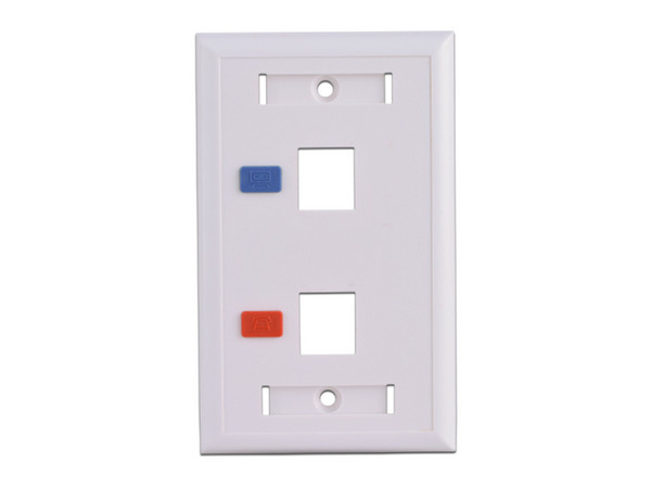 Placa de pared TVC A1752E de 2 salidas tipo Keystone. Color Blanco.