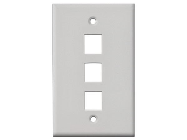 Placa de Pared TVC A1753A de 3 salidas tipo Keystone. Color Blanco.