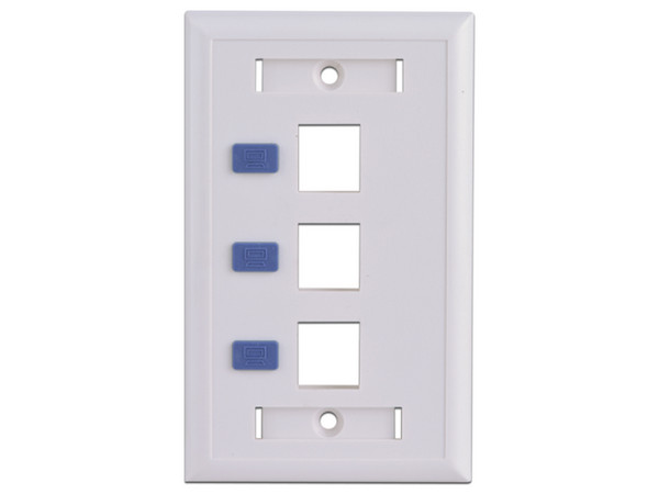 Placa de Pared TVC A1753E de 3 salidas tipo Keystone. Color Blanco.