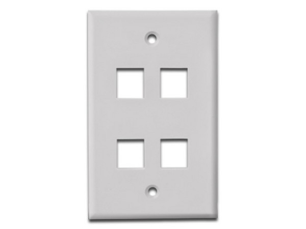 Placa de Pared TVC A1754A de 4 salidas tipo Keystone. Color Blanco.