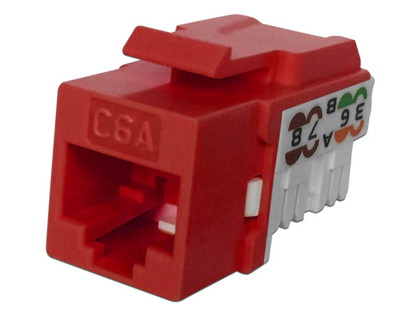 Modulo Jack Keystone TVC M2656R RJ45, de 8 Hilos, Cat6, Color Rojo.