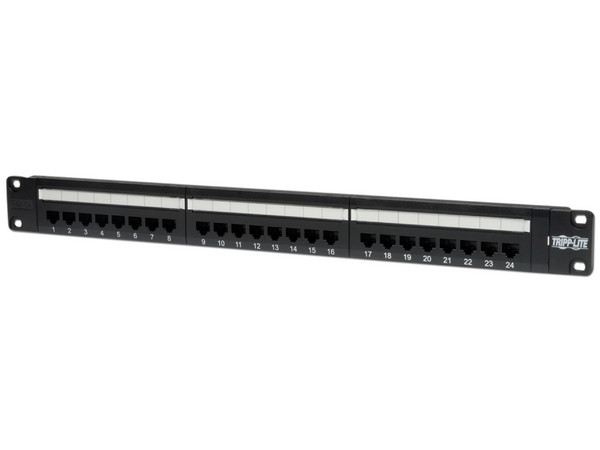 Panel de conexiones Cat5e 110 de 24 puertos, 1U para instalación en rack