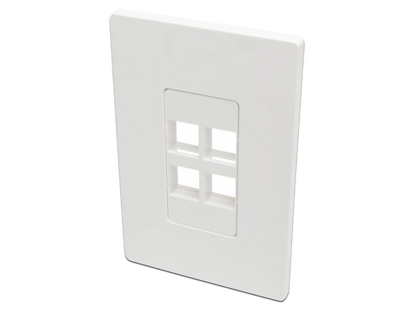 Placa de pared Tripp lite de 4 salidas RJ45 tipo keystone, Color Blanco.