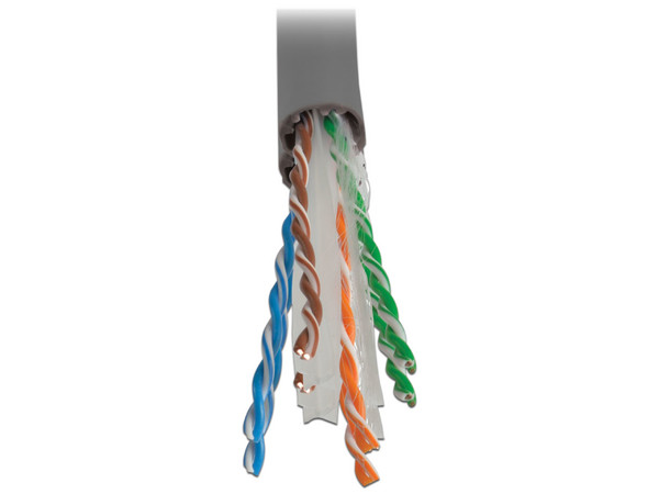 Cable PVC a Granel Cat6 Gigabit sólido de 304.8m. Color Gris.
