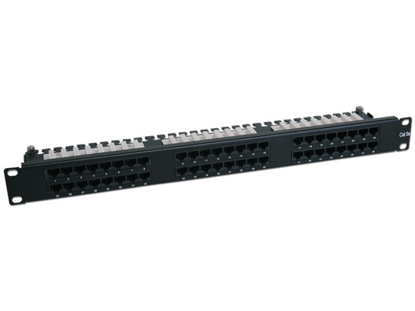 Panel de Conexiones 110 de 48 Puertos, de Alta Densidad Cat6/Cat5 1U para Instalación en Rack, 568B, RJ45 Ethernet.