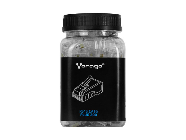 Bote RJ45 Cat6 Vorago PLUG-200, Plug UTP, 100 Piezas. Color Transparente.