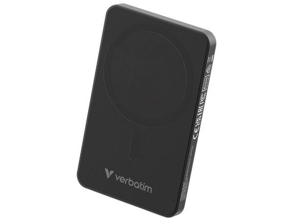 Cargador Verbatim Charge and Go Essential, Power Bank Magnética, Carga Inalámbrica, 5000 mAh, Color Negro.