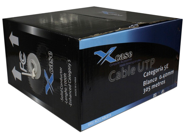 Bobina de Cable Xcase Cat5e (UTP) Caja con 305 m, Blanco, 26 AWG.