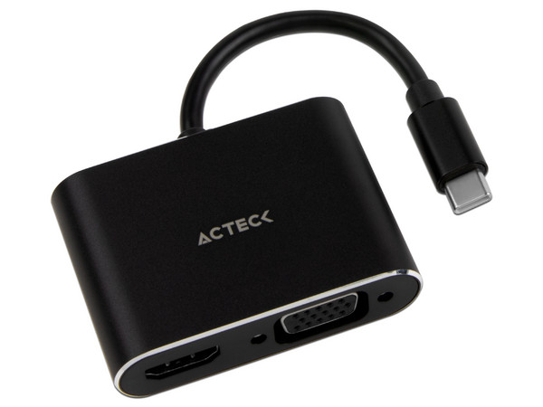 Adaptador Acteck USB-C a HDMI y VGA, 4K.