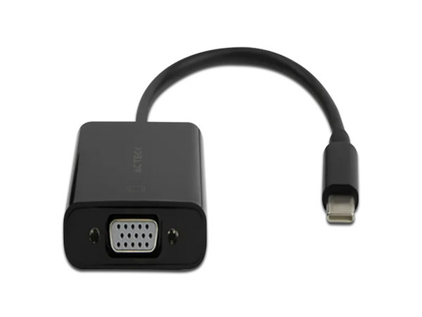 Adaptador Acteck Shift Plus AV415, de USB-C (M) a VGA (H). Color Negro.