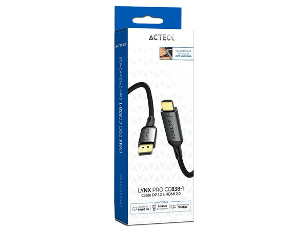 Cable de Video DisplayPort 2.0 Acteck Lynx Pro CC838-1, DisplayPort a HDMI (M-M), 1m. Color Negro.