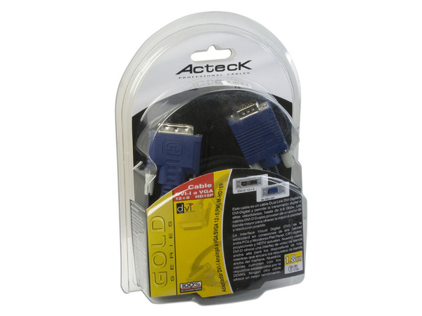 Cable Acteck Adaptador DVI-Analogo a VGA/SVGA 12+5(PM)/M-HD15P