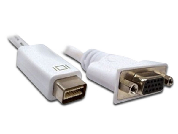 Cable BRobotix Mini Display DVI (M) a VGA (H), 0.2m. Color Blanco.